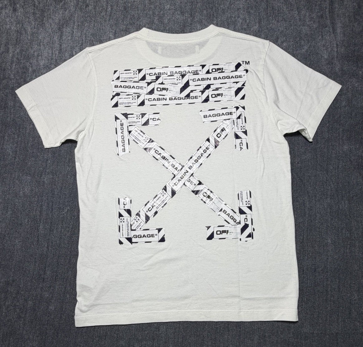 Off-White White Printed Cotton Crew Neck Oversized Size Large T-Shirt NEW