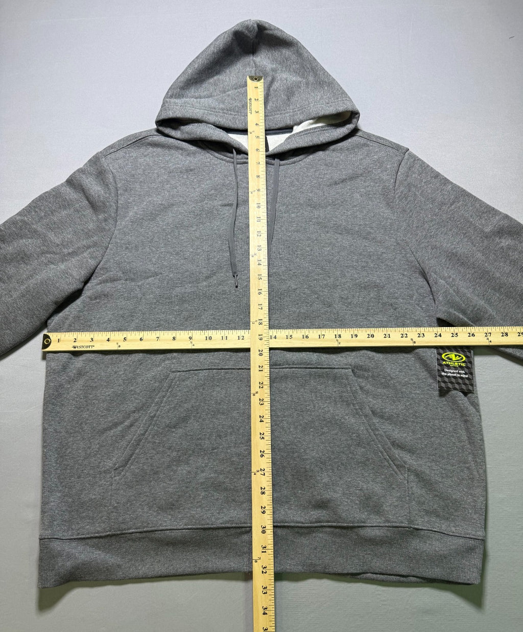 Athletic Works Fleece Full-Zip Hoodie Men's 2XL Charcoal Gray Heather Outdoor
