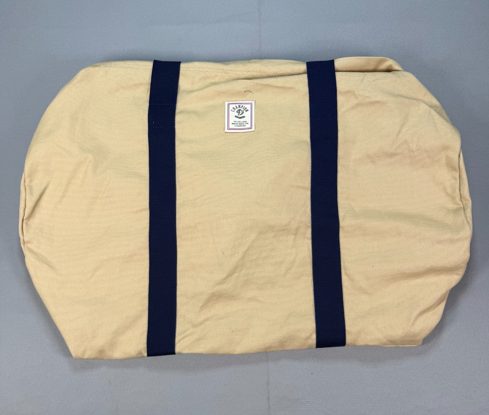 NWT Champion Canvas Duffel Bag Men's Large Tan Embroidered Logo Outdoor Gym