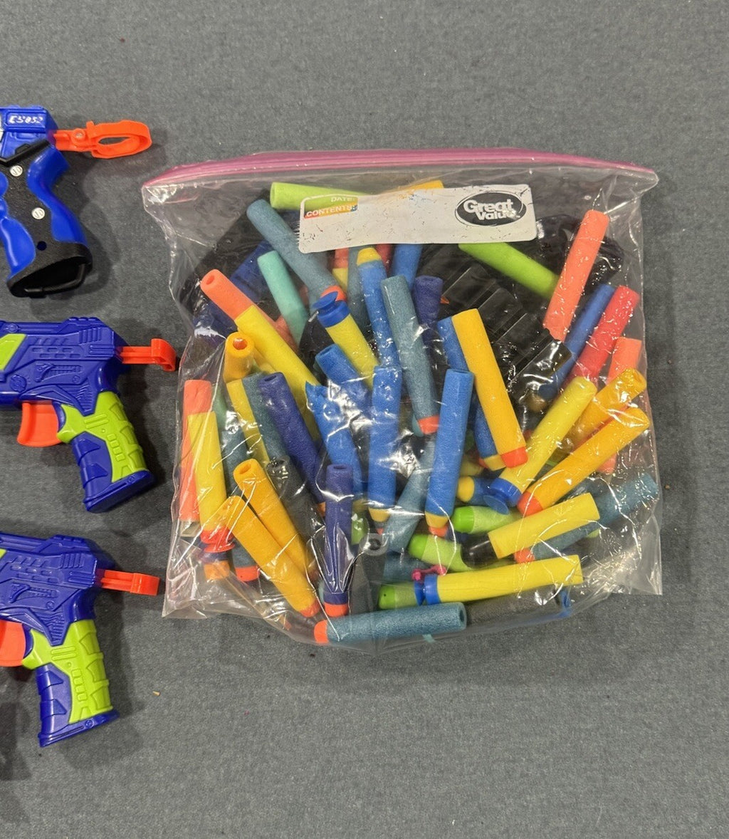 Buzz Bee Toys & Nerf Compatible 7PC Toy Dart Gun & Accessories & Bullets Set