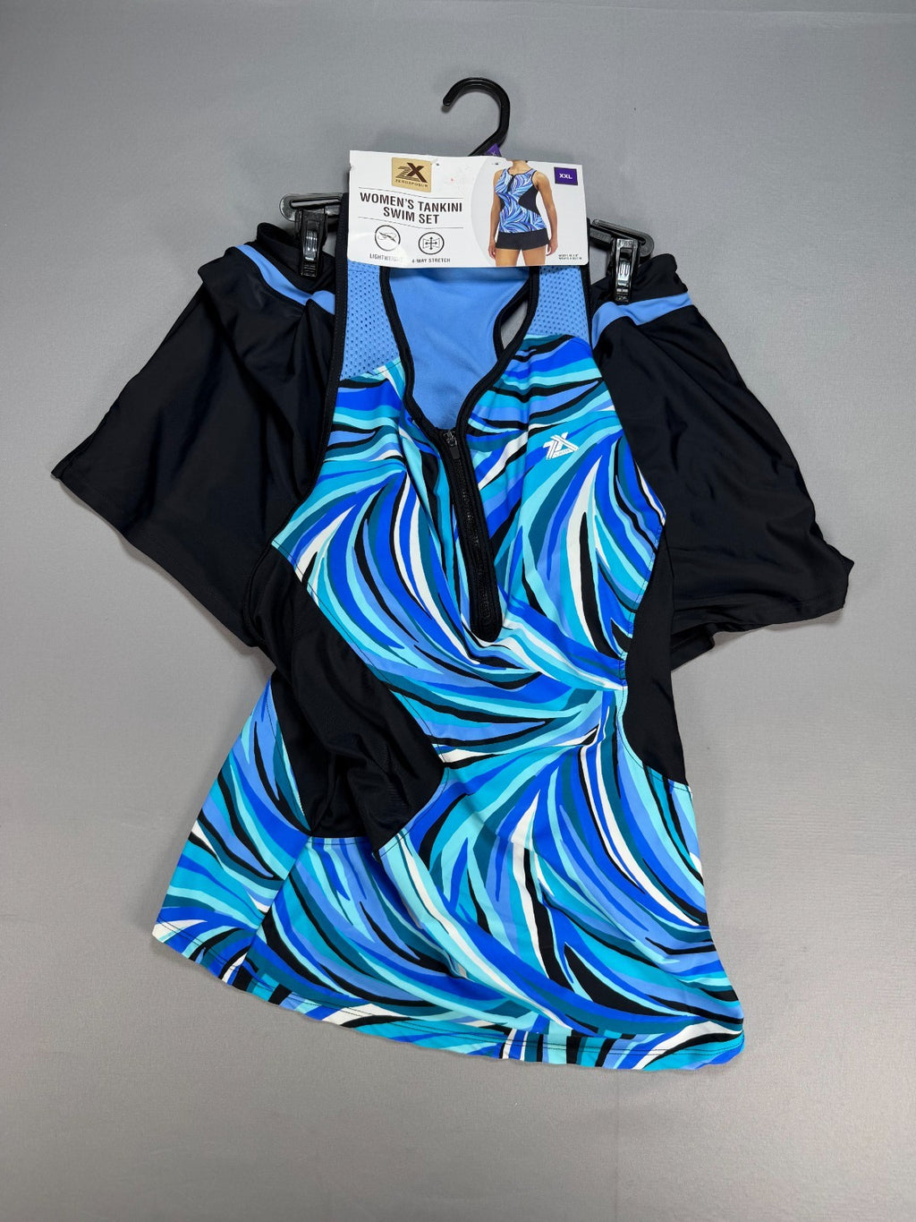NWT ZeroXposur 2-Piece Scuba Tankini Swim Set Women's 2XL Blue/Black Sleeveless