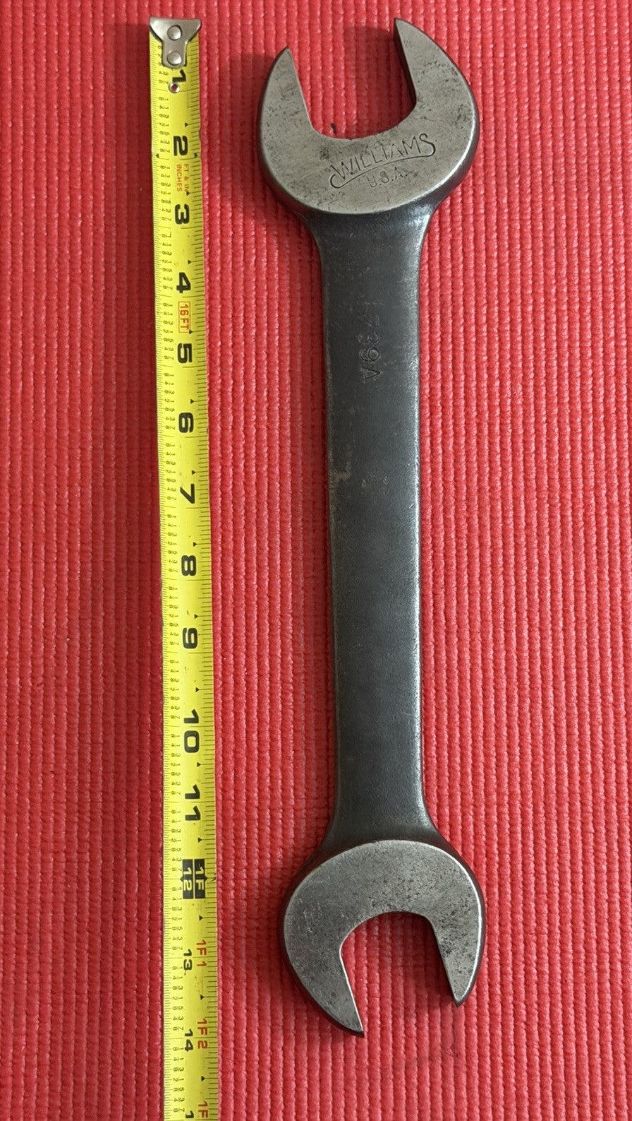 Vintage Williams Tools 739A 1 1/2” X 1 1/4” Double Open End Wrench 14" long USA