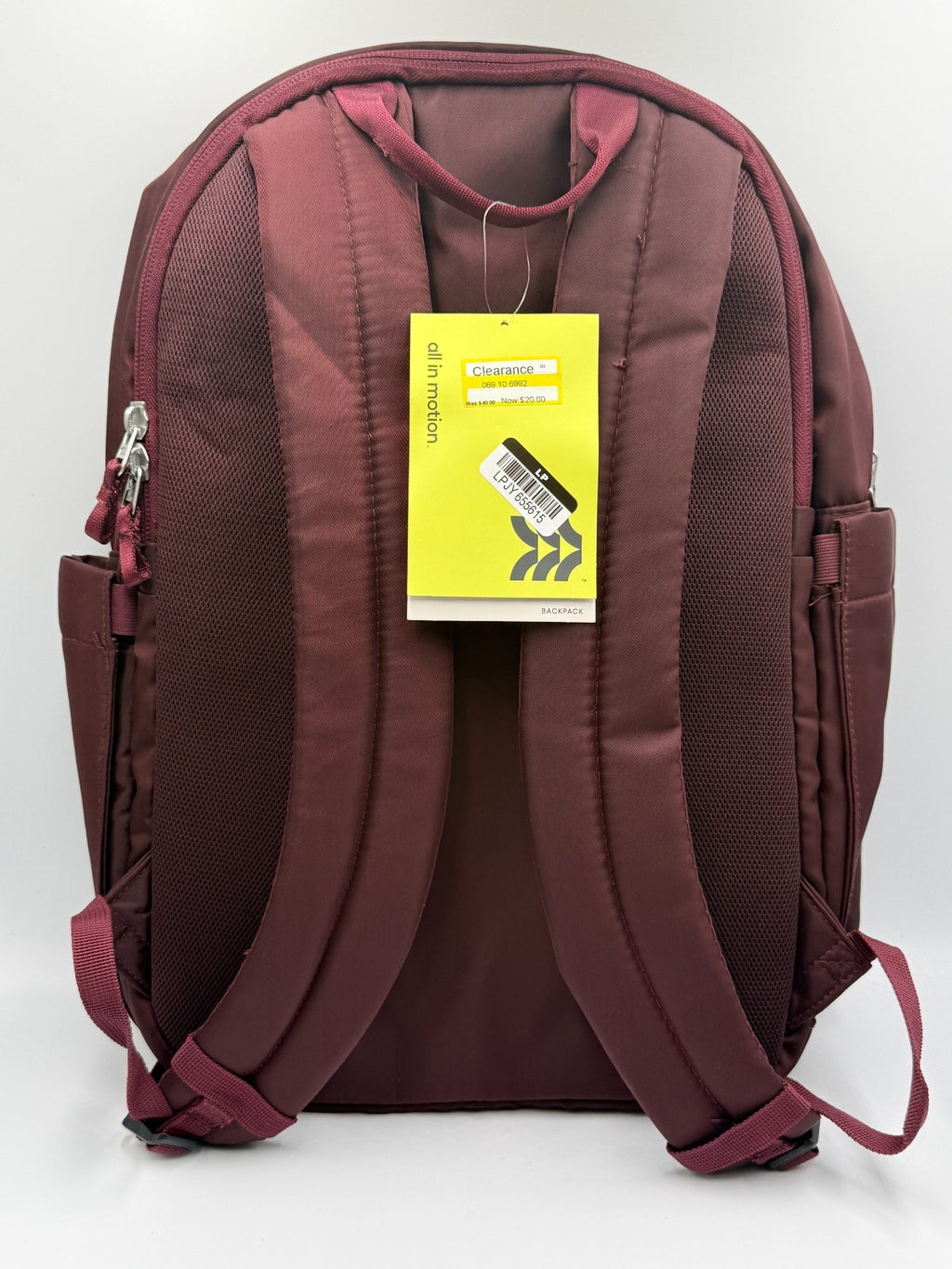 NWT All In Motion 21L Lifestyle Backpack Burgundy Maroon Laptop School Bag