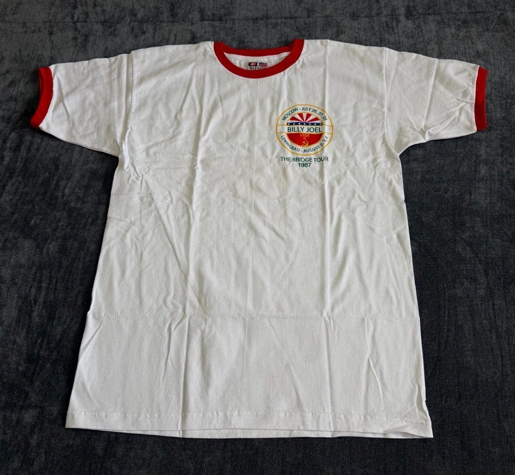 Billy Joel The Bridge Tour T-Shirt Men's Large White Crew-Neck Short Sleeve