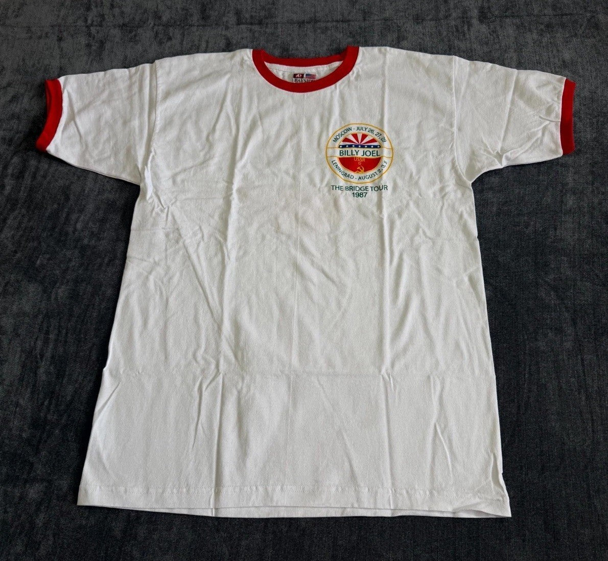 Billy Joel The Bridge Tour T-Shirt Men's Large White Crew-Neck Short Sleeve