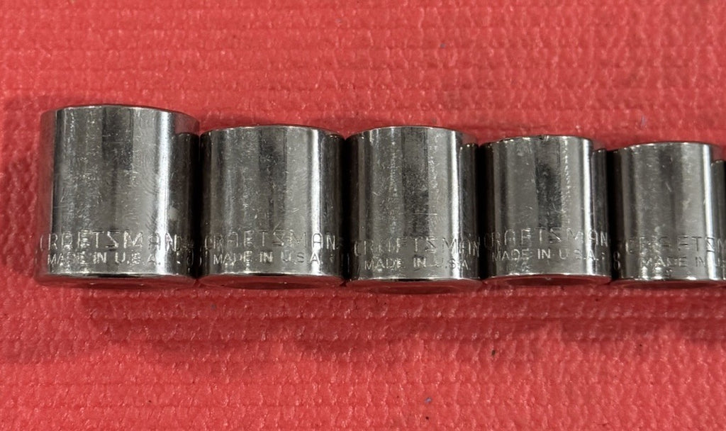 Vintage Craftsman 9pc Set 3/8" Drive 12PT SAE Shallow Socket Set Made In USA