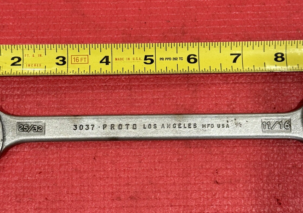 Vintage PROTO Los Angeles Tools 3037, 25/32" X 11/16" Open End Wrench MFD USA