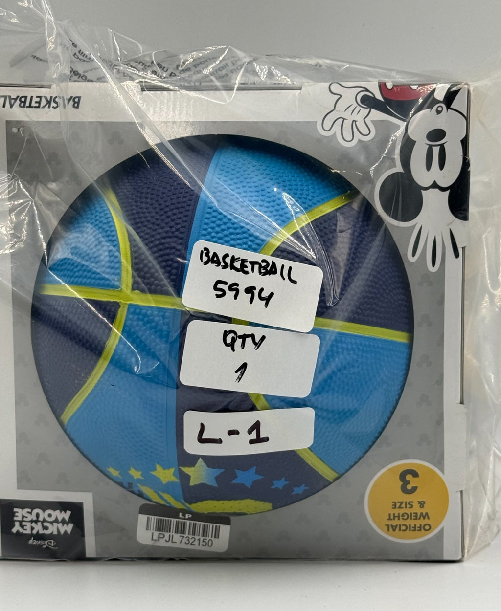 New Disney Mickey Mouse Basketball Kids Official Weight Blue Yellow - Size 3