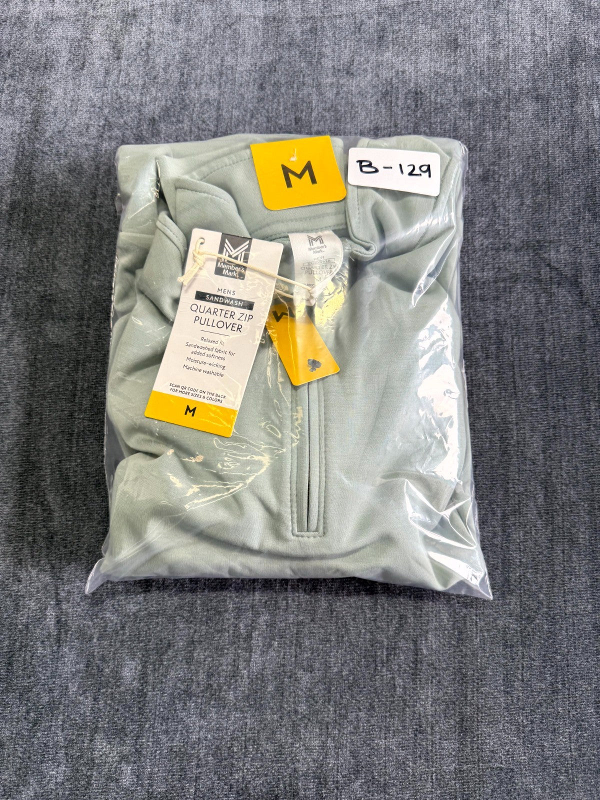 NWT Member's Mark Men’s Sandwash Quarter-Zip Pullover Sweatshirt Medium Green