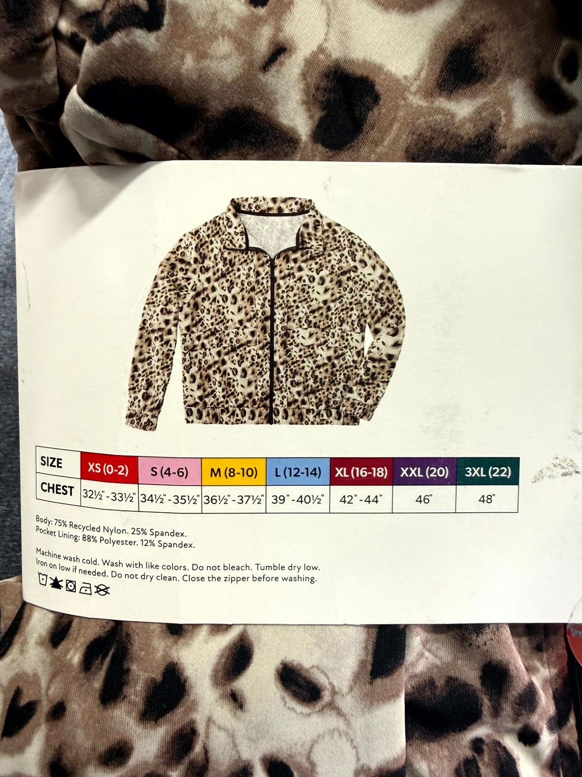 NWT Member's Mark Travel Jacket Women's X-Small Brown Animal Print Long Sleeve