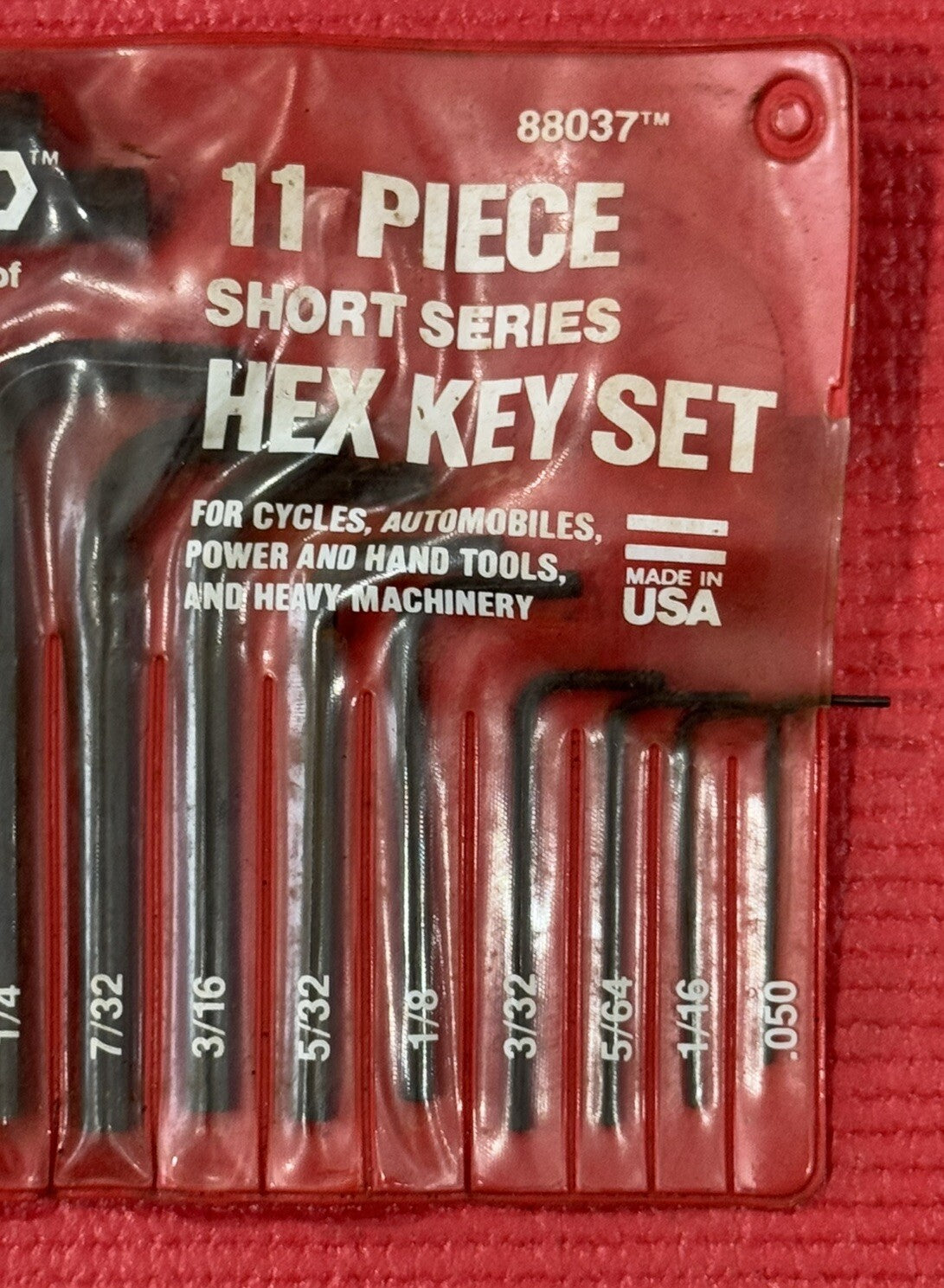 Chesco 88037 SAE 11 Pc Set Hex Key Set Short Series Made In USA