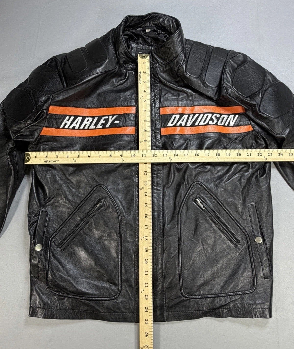 Real Leather Harley Davidson Embroidered Mens XL Motorcycle Biker Leather Jacket