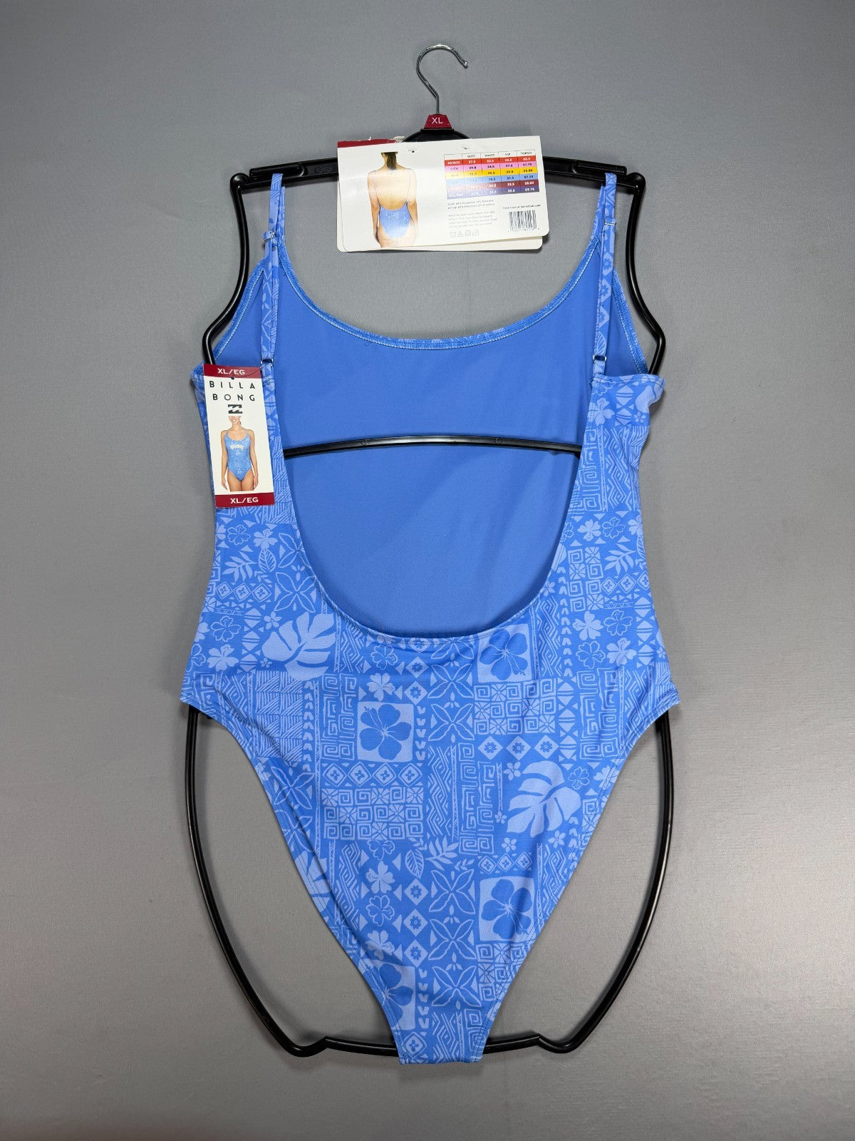 NWT Billabong One-Piece Swimsuit Women XL Blue Sleeveless Stretch Summer Beach