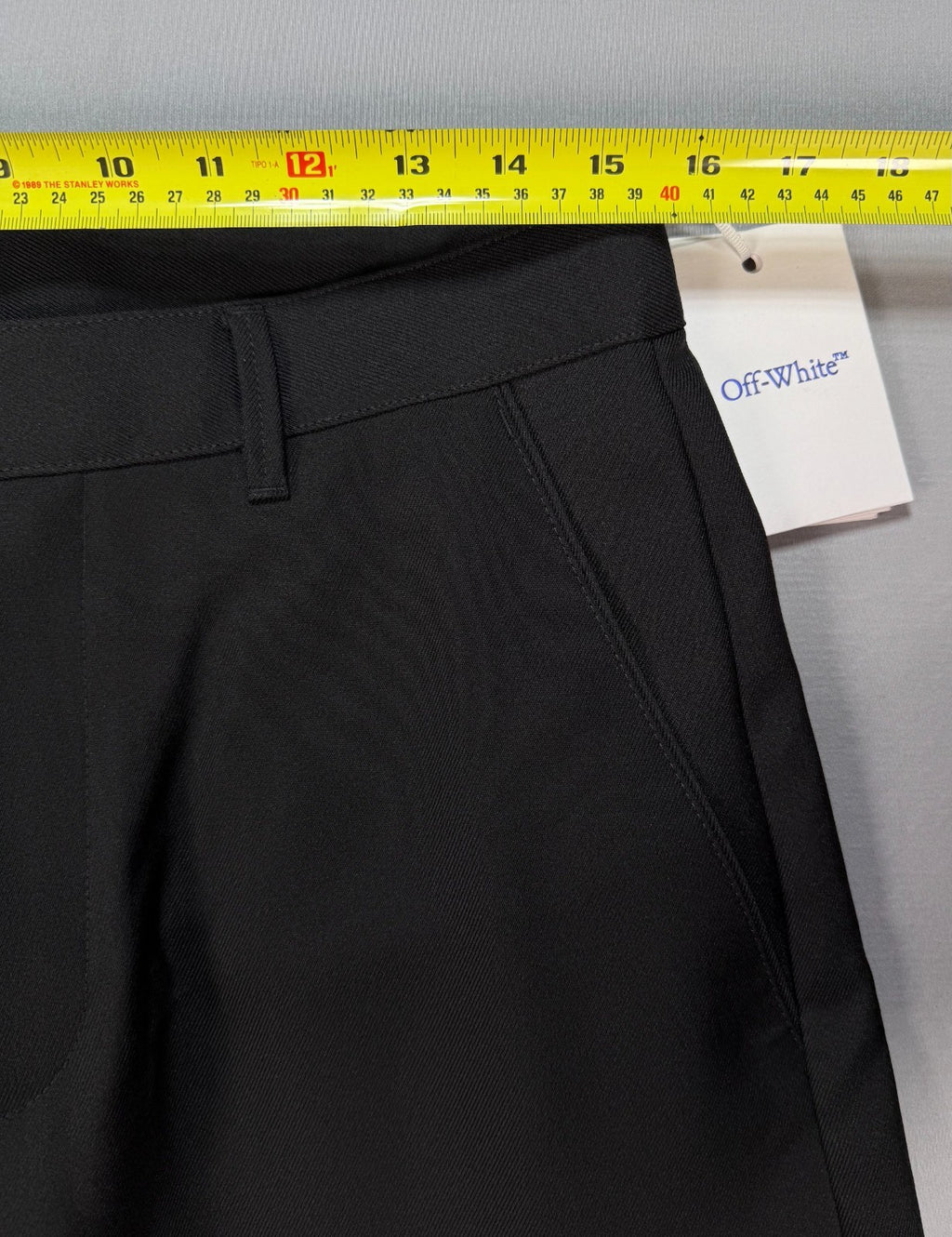 NWT Off-White OW Embroidered Drill Cargo Pants Men's 46 Black Pockets Workwear