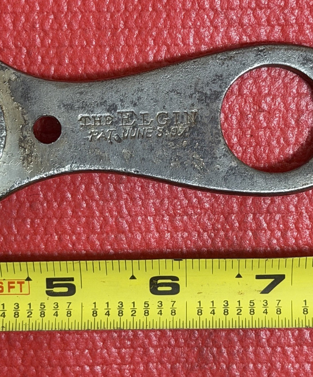 ANTIQUE THE ELGIN EXTRA JAW adjustable wrench PAT June 8 1897 Made In USA