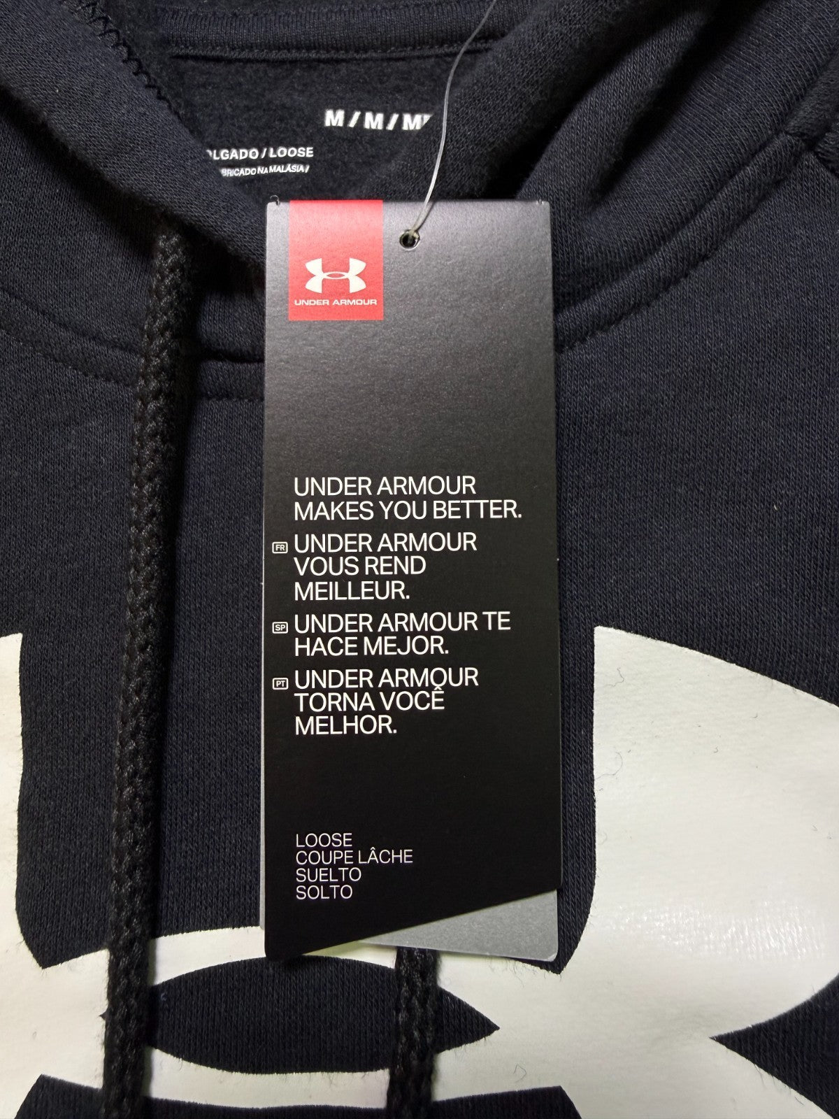 NWT Under Armour Rival Fleece Big Logo Hoodie Women’s Medium Black Pullover Y2K