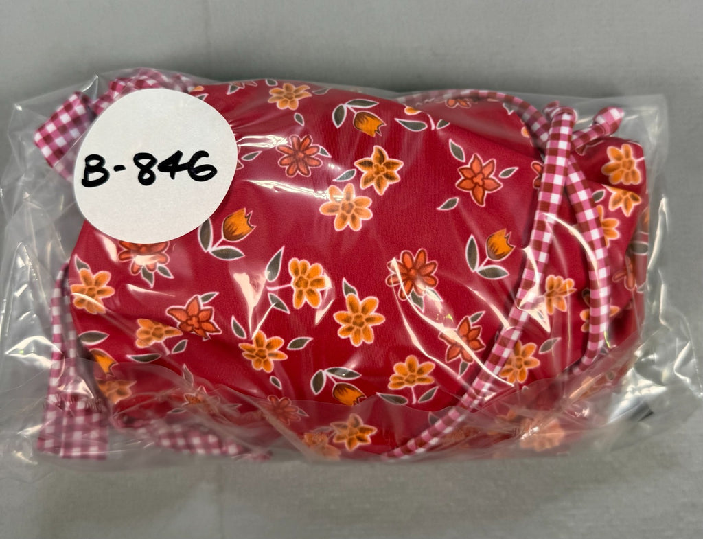RoseSeek 2-Piece Floral Swimsuit Women's Large Orange Halter Triangle Bathing