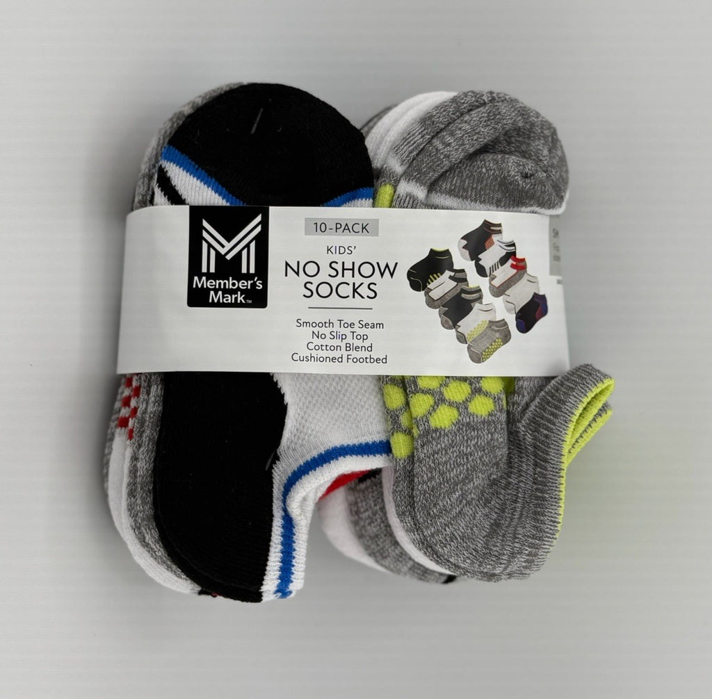 Member's Mark No-Show Socks Kid's Multicolor Comfort Cotton S 7-10 Pack of 10