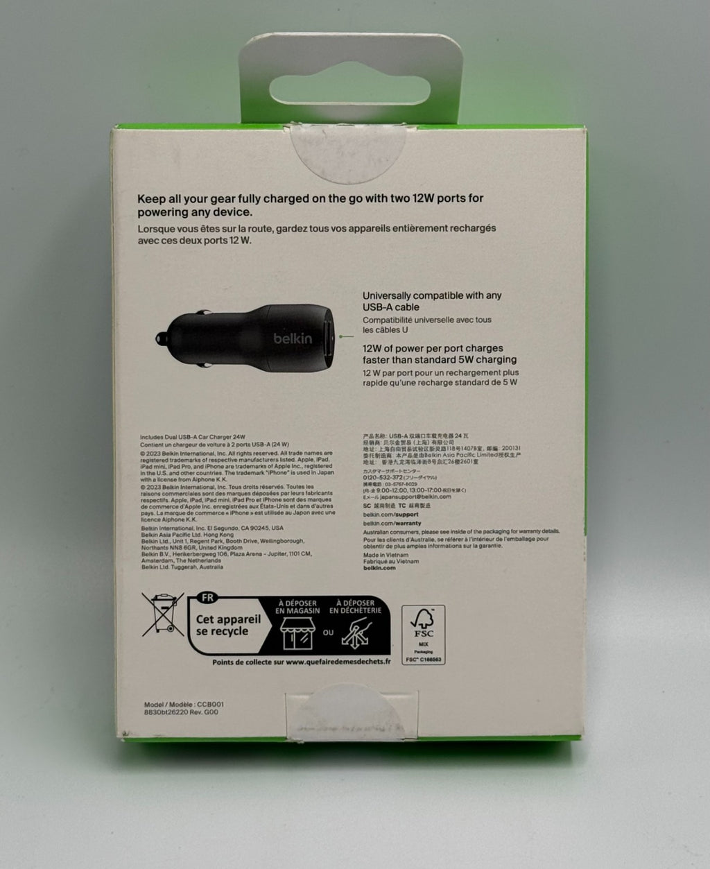 New Belkin BoostCharge 24W Dual USB-A Car Charger Adapter for iPhone Samsung