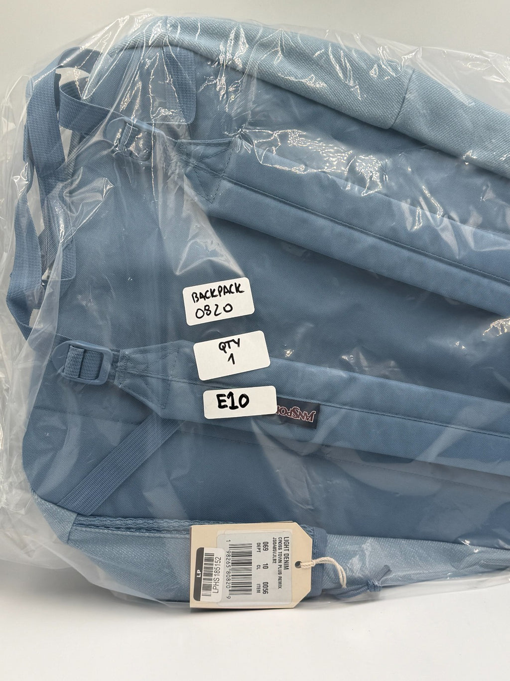 NWT JanSport Cross Town Plus Remix Light Blue Denim Backpack 15" School Bag