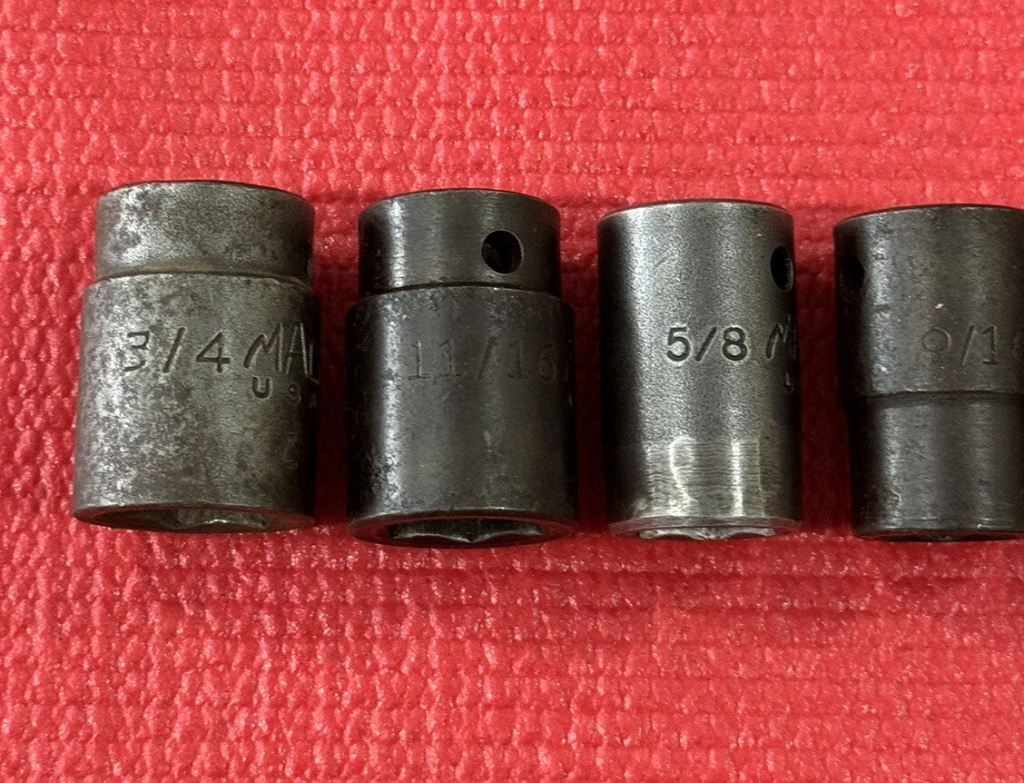 Mac Tools 6 PC VP & VI Series SAE 1/2" DR Shallow Impact Socket 6PT Set USA