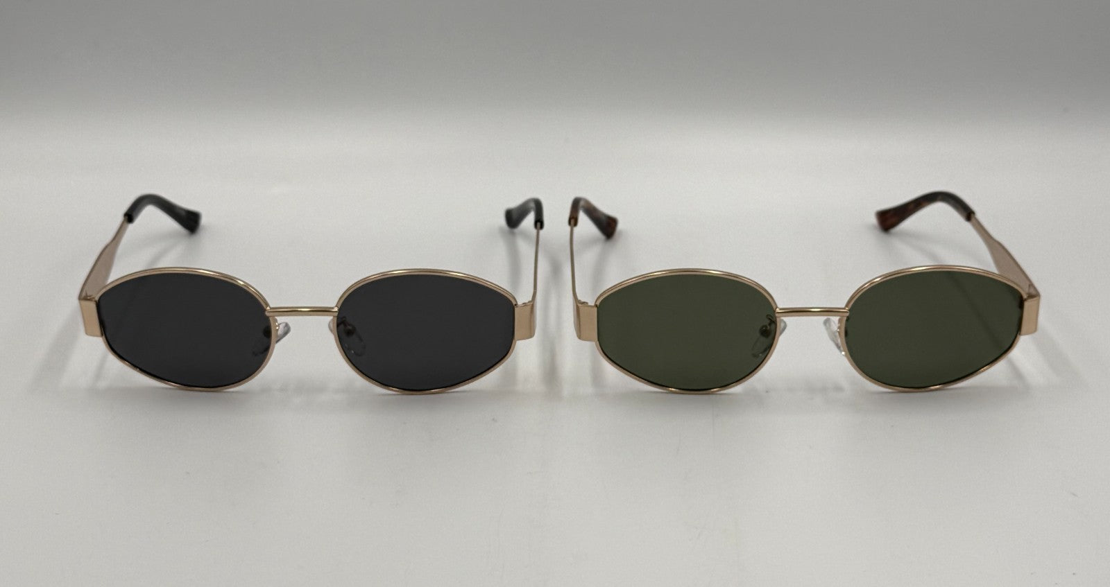 Set of (2) Livho Retro Polarized Sunglasses UV400 Protection Oval Shape w/ Case
