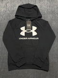 NWT Under Armour Rival Fleece Big Logo Hoodie Boys Medium Black Long Sleeve Y2K