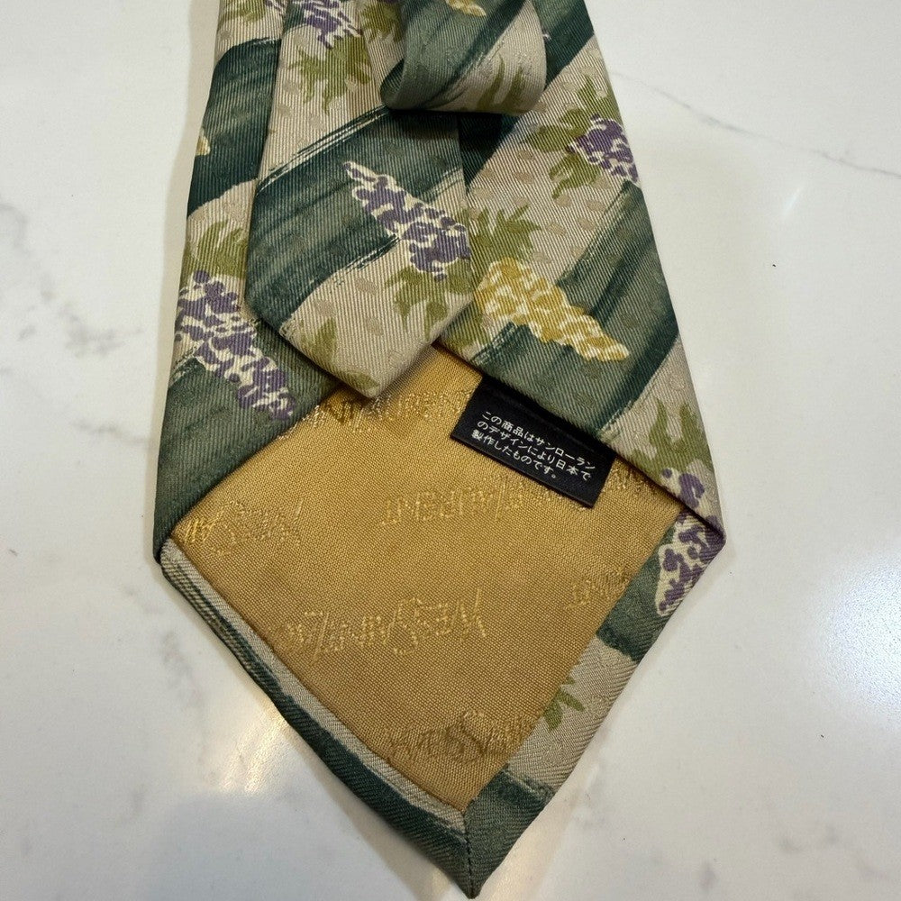 Yves Saint Laurent Green and Yellow Floral Tie