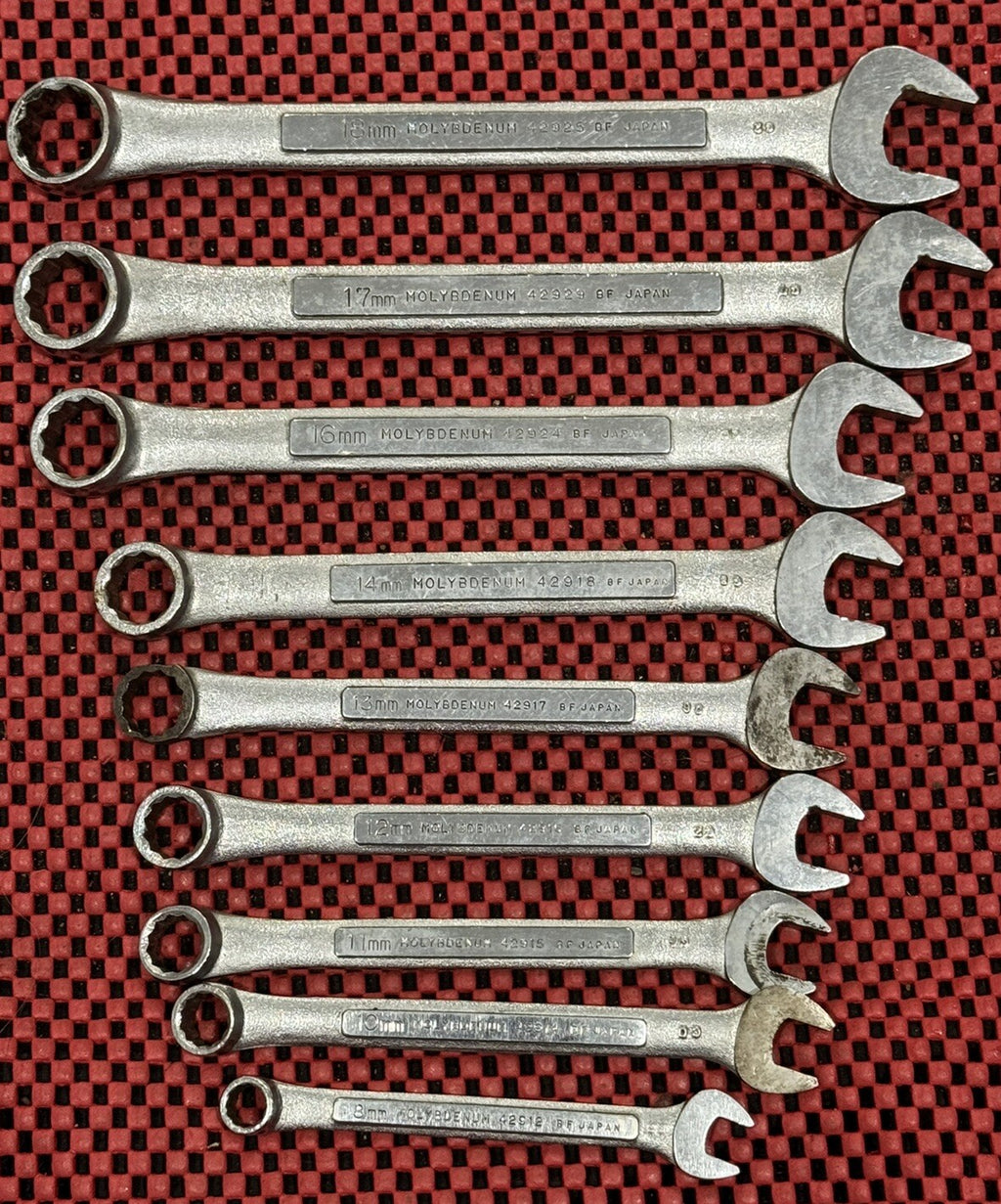 Vintage Craftsman Japan 9 Pc Combination Wrench Set 9-18mm Metric BF Molybdenum