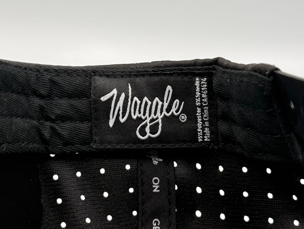 Waggle Golf Holy Cow Legend Snapback Hat Black Graphic Lasercut Vent Performance