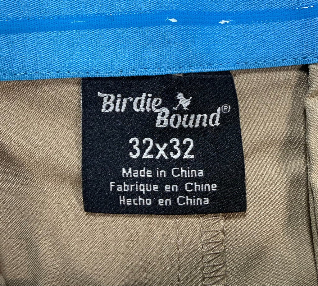 NWT Birdie Bound Golf Pants Men's 32X32 Beige Flat Front Lightweight Performance