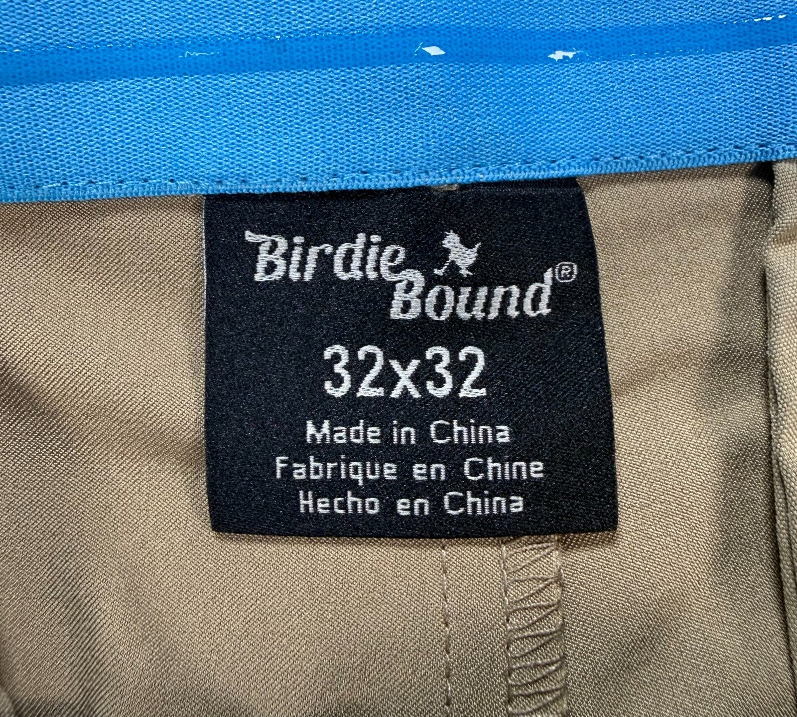 NWT Birdie Bound Golf Pants Men's 32X32 Beige Flat Front Lightweight Performance