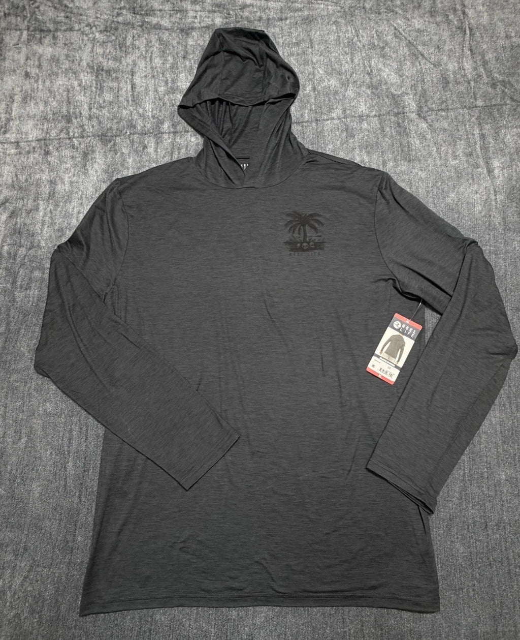 NWT Reel Life Hooded UV T-Shirt Men's XL Black Long Sleeve Pullover Ultra-Soft