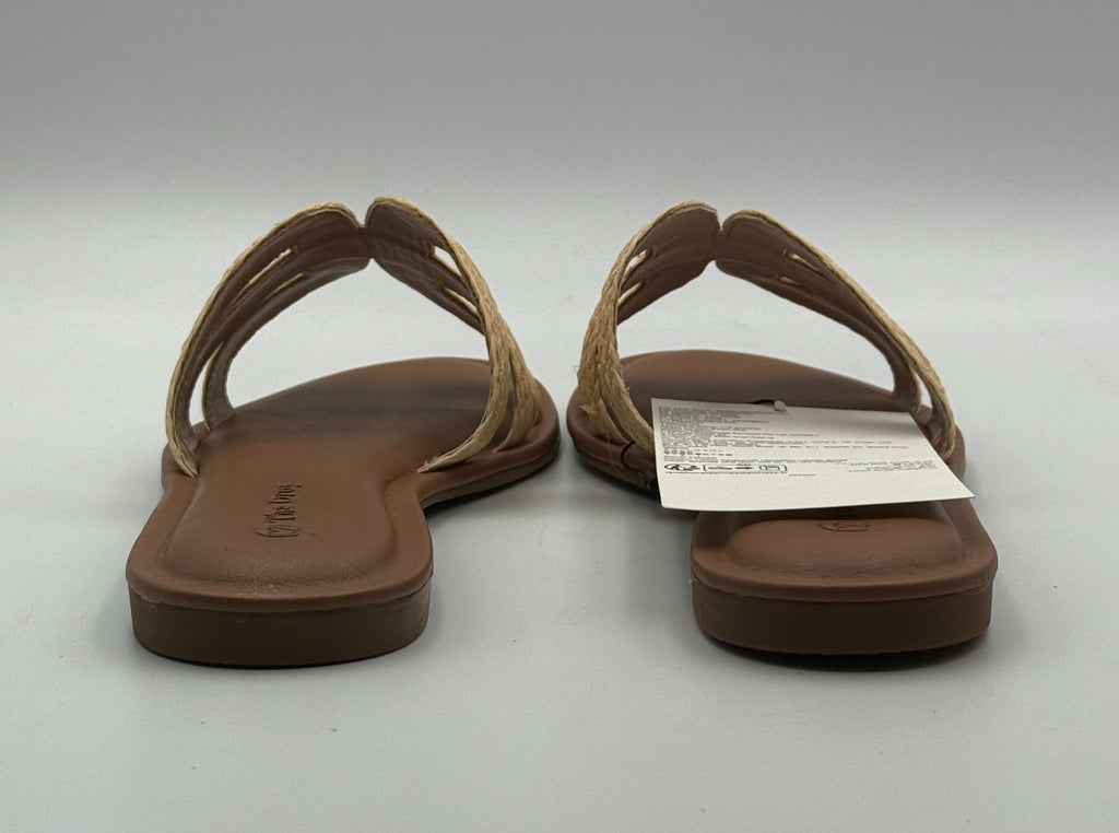 NWB The Drop Monika Sandals Women's 8.5 Natural Raffia Slip-On Flat Open Toe
