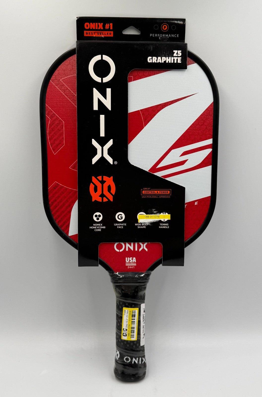 New ONIX Z5 Graphite Pickleball Paddle Wide Body Carbon Fiber Honeycomb Red