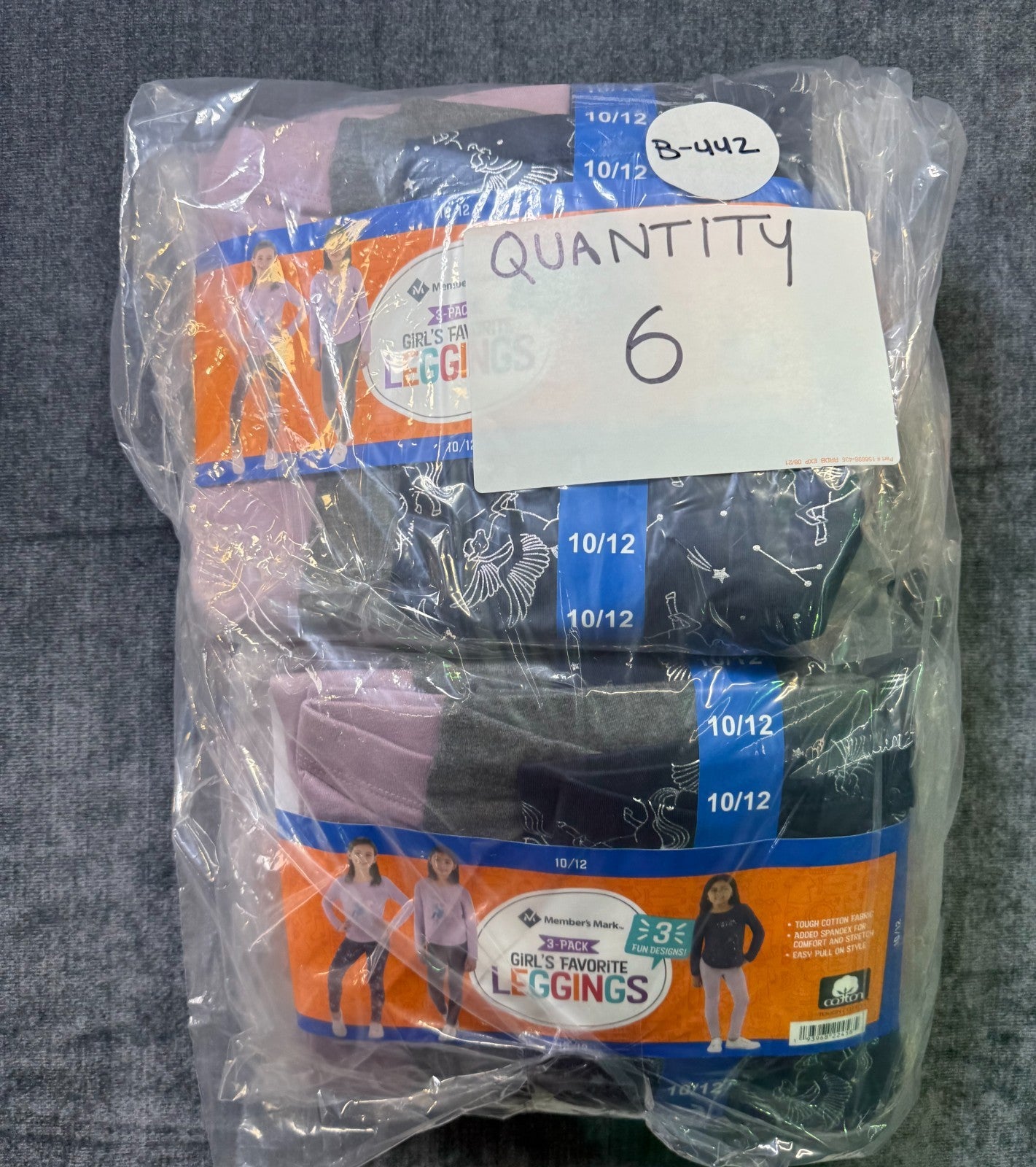 NWT Member's Mark My Favorite Leggings Girls 10/12 Multicolor Preppy - 3-Pack