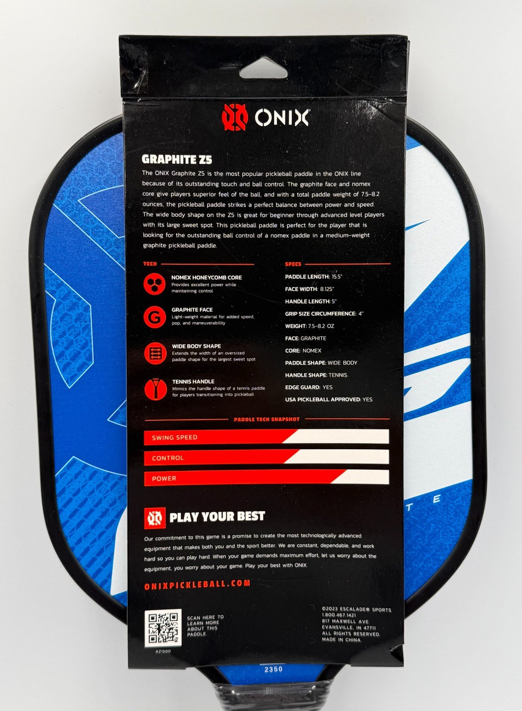 New ONIX MOD Z5 Graphite Pickleball Paddle Carbon Fiber Honeycomb Core Racket