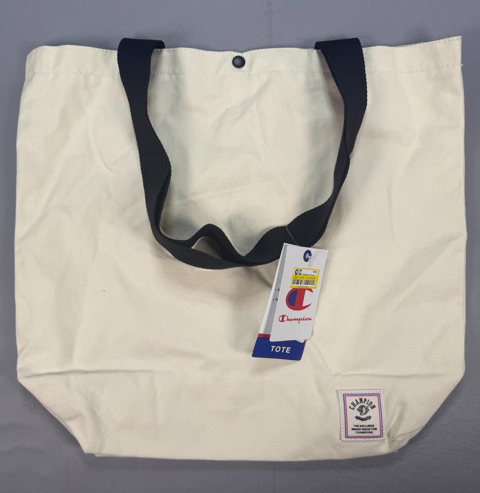 NWT Champion Logo Tote Shoulder Bag Women's White Purse Gym Travel Zip Pocket