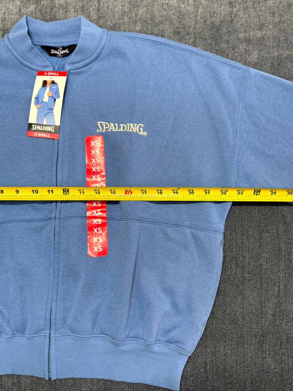NWT Spalding Fleece Bomber Jacket Women's XS Light Blue Full-Zip Long Sleeve