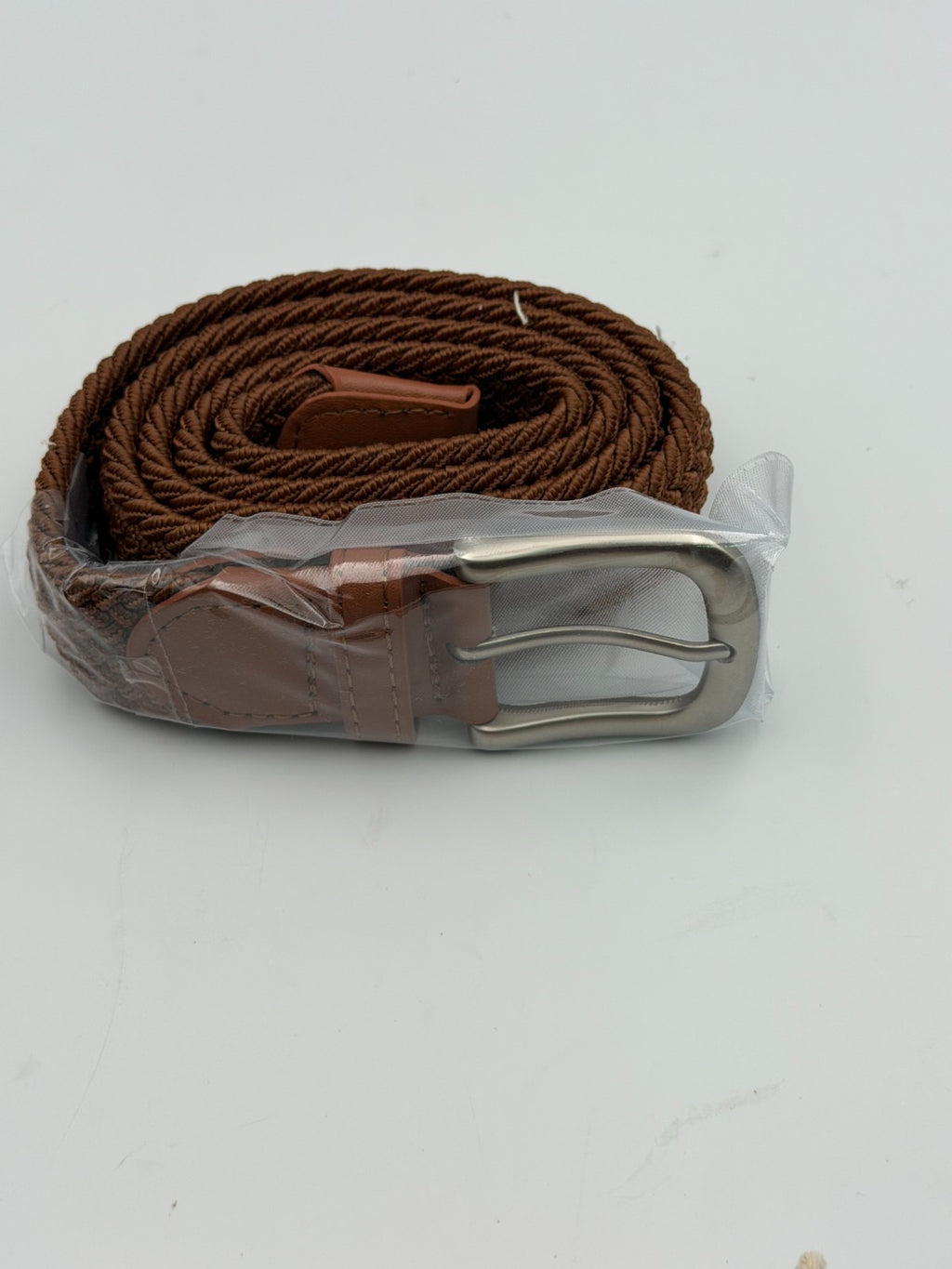 NWT Mugsy Stretch Belt Men's Brown Comfortable Elastic Woven Casual - One Size