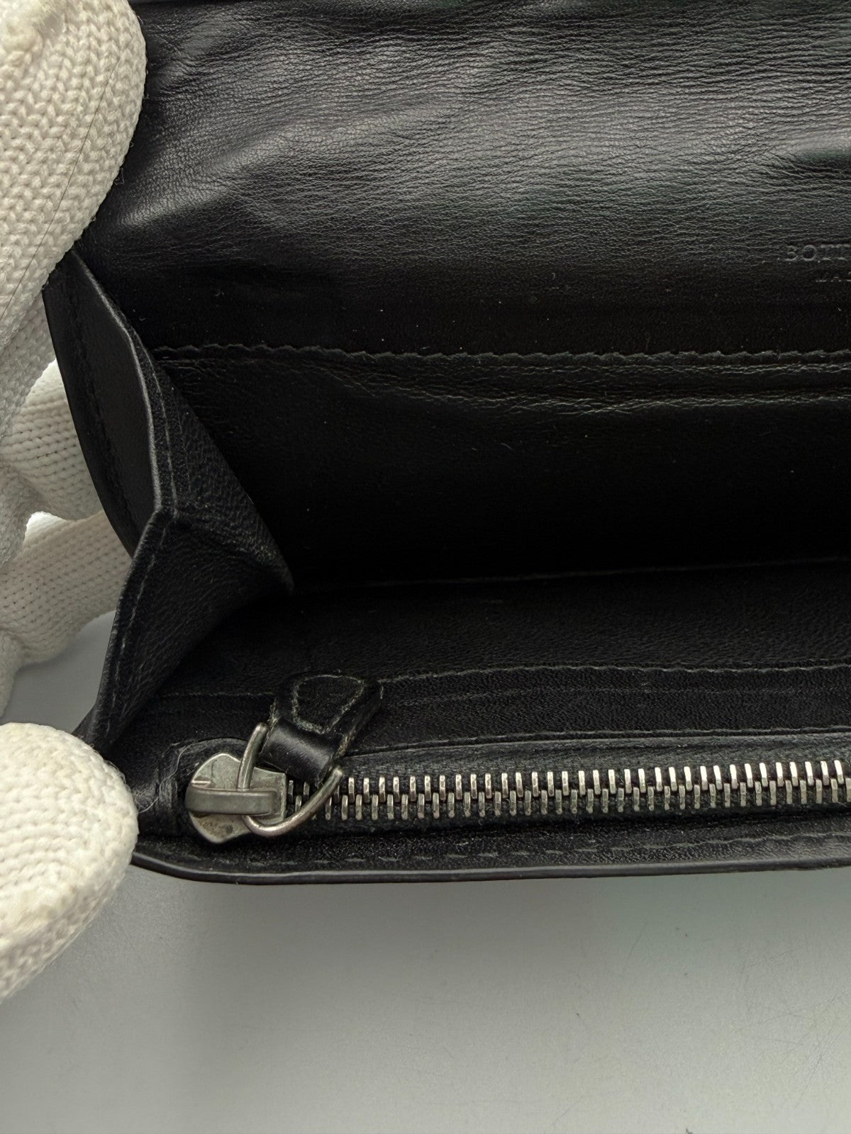 Bottega Veneta Slim Intrecciato Long Wallet Men's Black Leather Billfold Purse