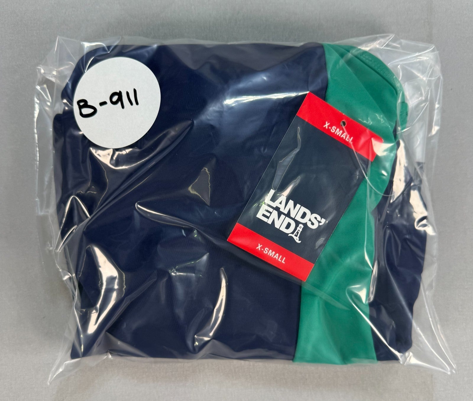 NWT Lands' End Fully Lined Scoop Neck One-Piece Swimsuit Women's XS Blue/Green