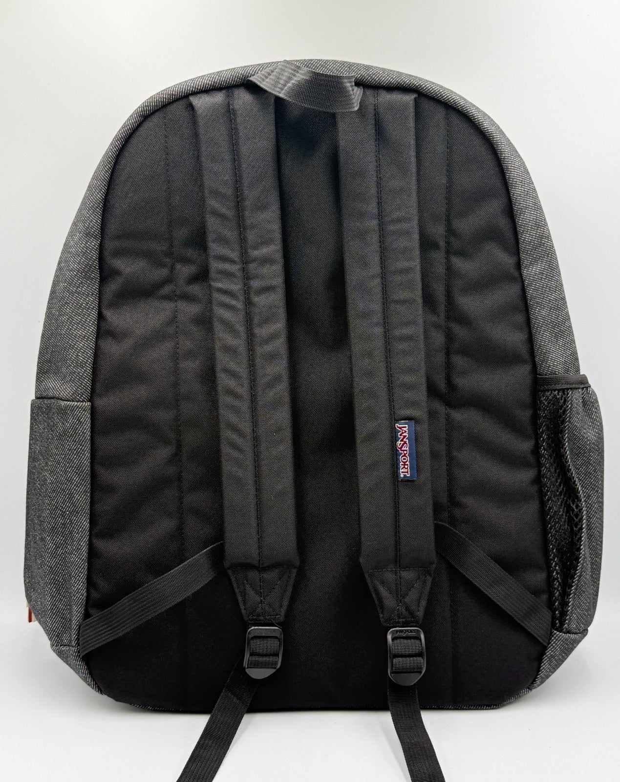NWT JanSport Cross Town Plus Remix Black Denim Backpack 15" Laptop School Bag