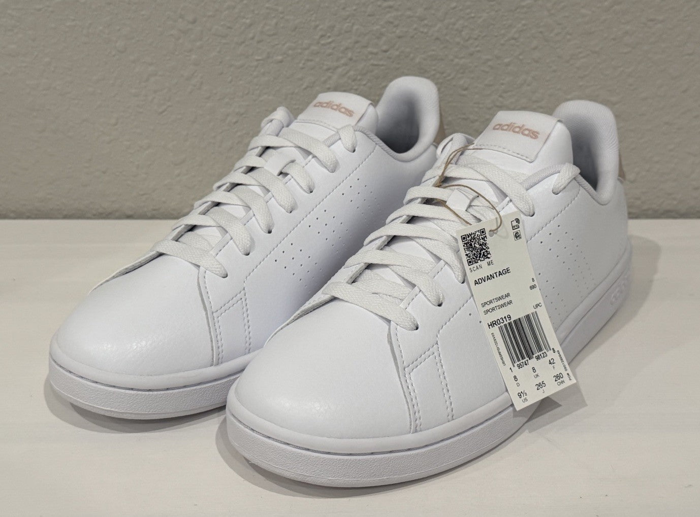 NEW Adidas Advantage White Wonder Quartz Women's Size 9.5 CLOUD-FOAM INSERTS NWB