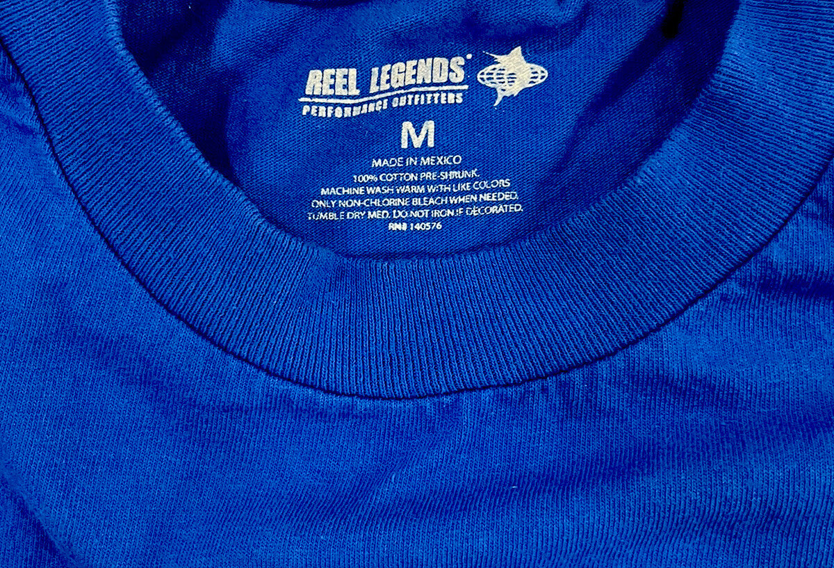 Reel Legends T Shirt Short Sleeve Mens Size M Medium Blue Fishing Diving Fish B1
