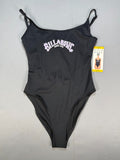 NWT Billabong One-Piece Swimsuit Women's Medium Black Graphic Logo Bathing Suit
