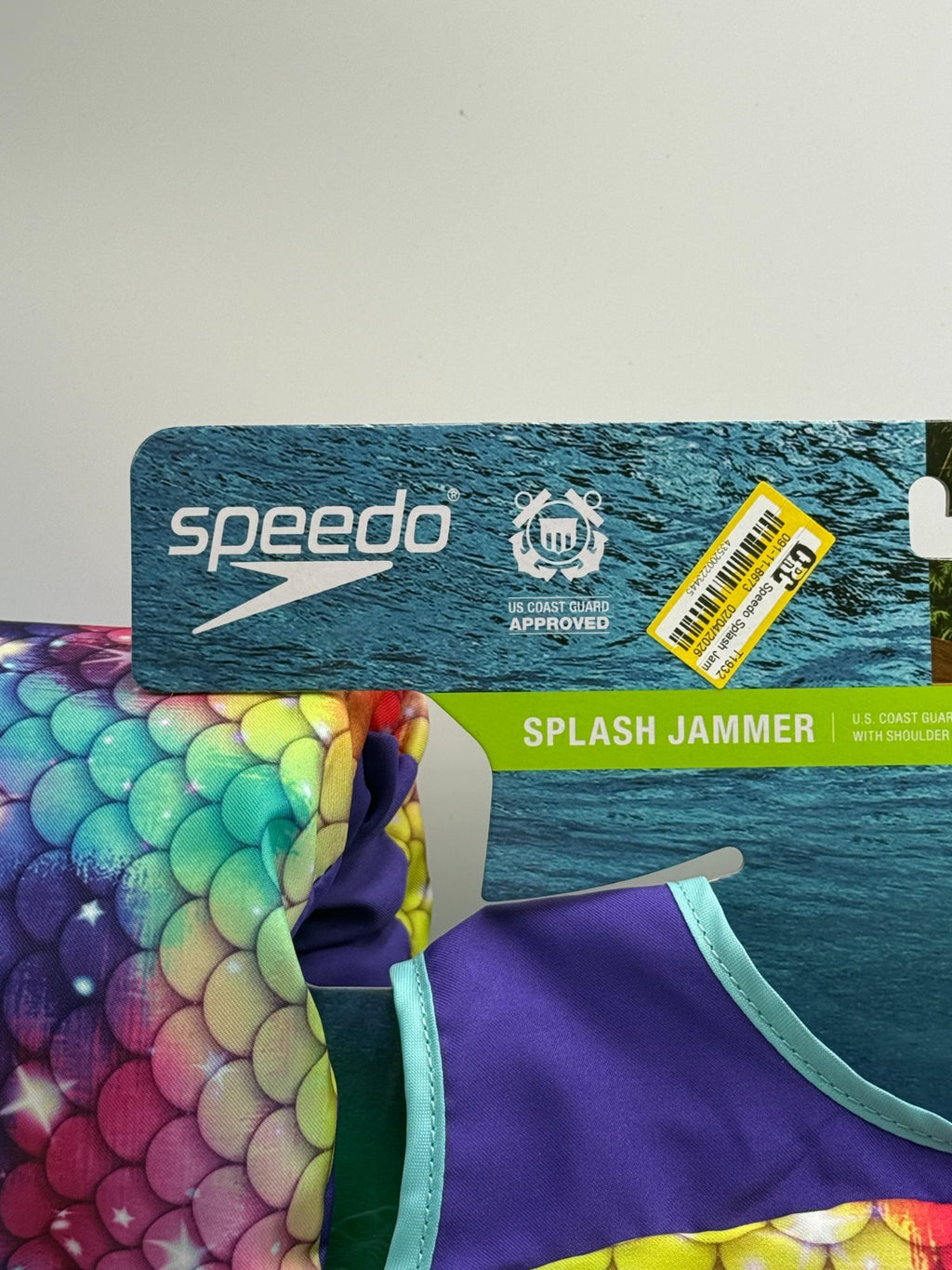 NWT Speedo Splash Jammer Youth Life Jacket Vest Kid's Purple Rainbow Mermaid