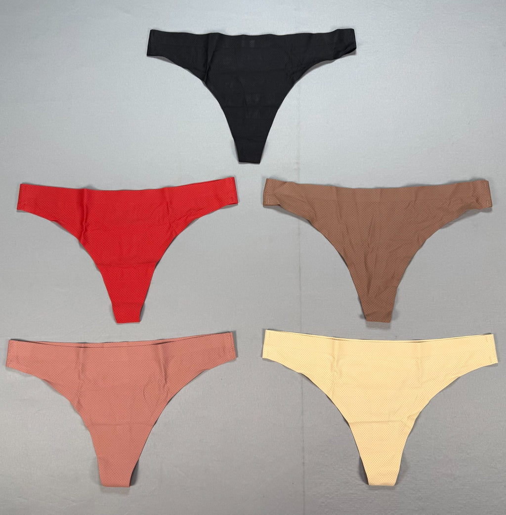 5-Pack Women's Seamless No Show Thongs Invisible Panties Size Medium Multicolor
