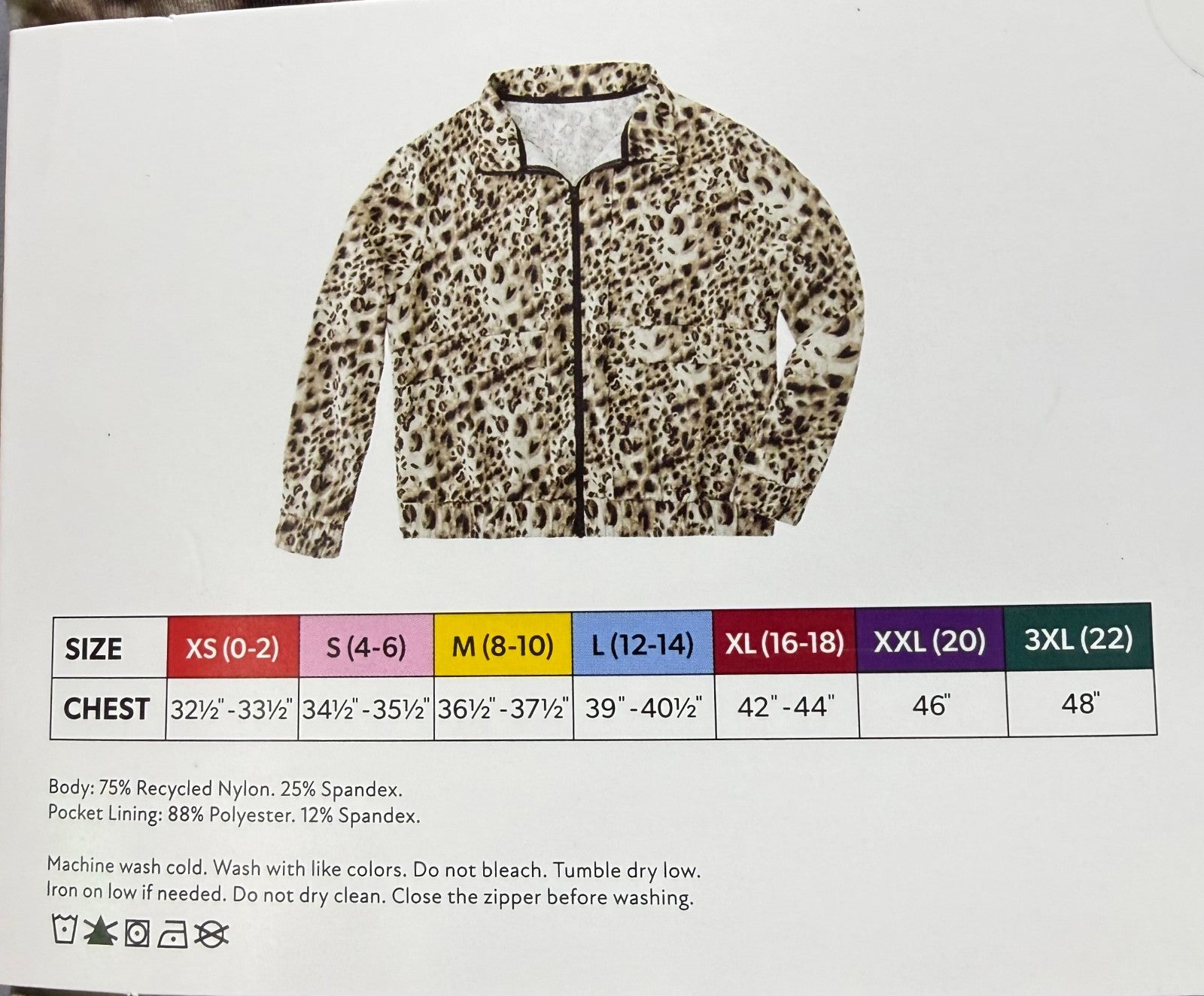NWT Member's Mark Full-Zip Travel Jacket Women Medium Black/Brown Leopard Print