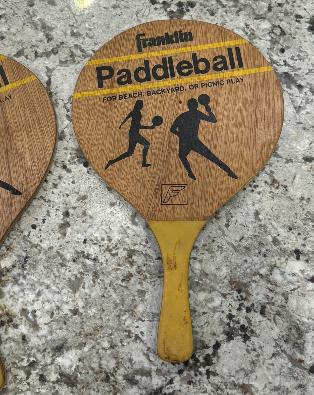 Vintage Franklin Paddleball Paddles, Yellow for Beach, Backyard, or Picnic Play